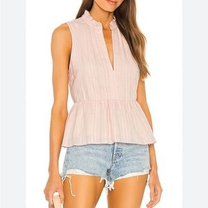 Amanda Uprichard Revolve Saffron Blush Pink V-Neck Sleeveless Blouse Womens XS